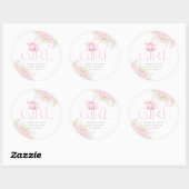 Roze Pompoen Meisje Bloemen Bow Baby shower Ronde Sticker (Vel)