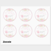 Roze Pompoen Meisje Bloemen Bow Baby shower Ronde Sticker (Vel)
