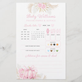 Roze Pompoen Meisje Bloemen Bow Baby shower Spel