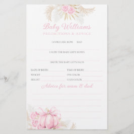 Roze Pompoen Meisje Bloemen Bow Baby shower Spel
