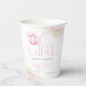 Roze Pompoen Meisje Bloemen Bow Baby shower Welkom Papieren Bekers (Voorkant)