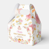 Roze pompoen meisje eerste verjaardag gunstbox bedankdoosjes (Achterkant)