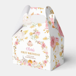 Roze pompoen meisje eerste verjaardag gunstbox bedankdoosjes