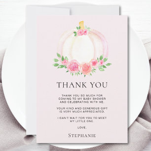 Roze Pompoen Meisjes Herfst Baby shower Bedankt