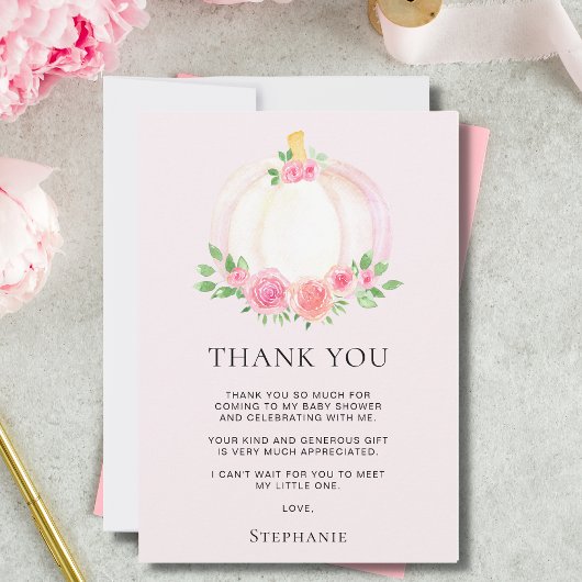 Roze Pompoen Meisjes Herfst Baby shower Bedankt