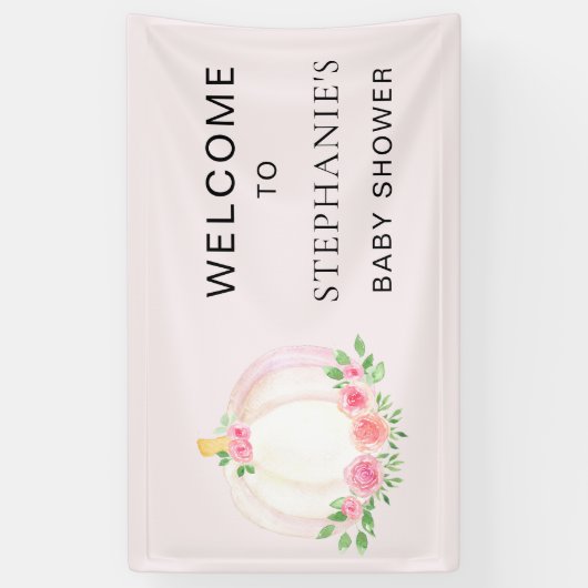 Roze Pompoen Meisjes Herfst Baby shower Welkom Spandoek (Verticaal)