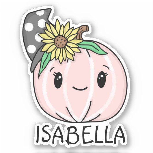 Roze pompoen met naam gepersonaliseerde sticker (Voorkant)