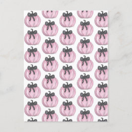 Roze Pompoen met zwarte strik Briefkaart