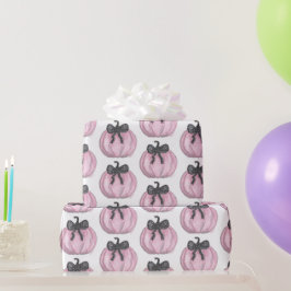 Roze Pompoen met zwarte strik Cadeaupapier