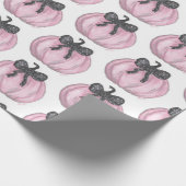 Roze Pompoen met zwarte strik Cadeaupapier (Hoek)