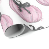 Roze Pompoen met zwarte strik Cadeaupapier (Rol Hoek)
