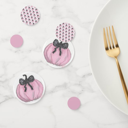 Roze Pompoen met zwarte strik Confetti (Groep)