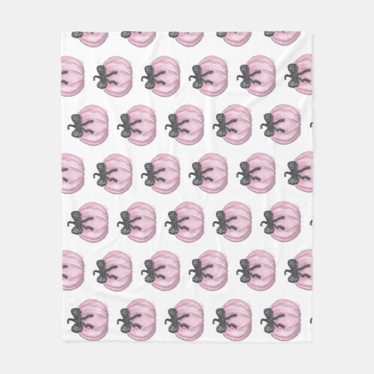 Roze Pompoen met zwarte strik Fleece Deken (Voorkant)