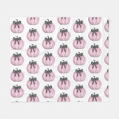 Roze Pompoen met zwarte strik Fleece Deken (Voorkant (Horizontaal))