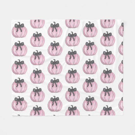Roze Pompoen met zwarte strik Fleece Deken (Voorkant (Horizontaal))