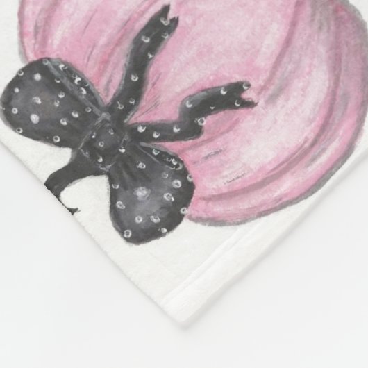 Roze Pompoen met zwarte strik Fleece Deken (Hoek)