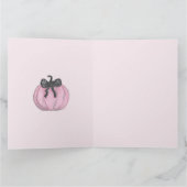 Roze pompoen met zwarte strik kaart (Binnen)