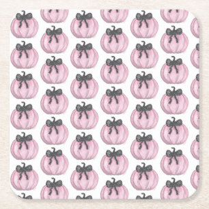 Roze Pompoen met zwarte strik Kartonnen Onderzetters
