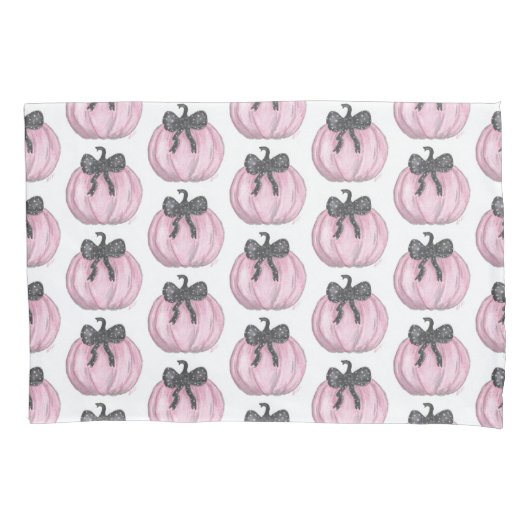 Roze Pompoen met zwarte strik Kussensloop (Voorkant)