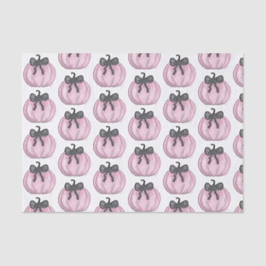 Roze Pompoen met zwarte strik Tissuepapier (Voorkant)