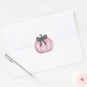 Roze Pompoen met zwarte strik Vierkante Sticker (Envelop)