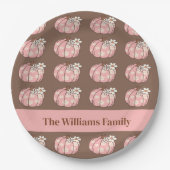 Roze Pompoen Oogst Thanksgiving Diner Papieren Bordje (Voorkant)