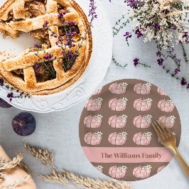 Roze Pompoen Oogst Thanksgiving Diner Papieren Bordje