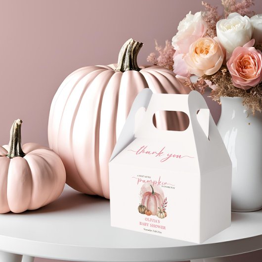 Roze pompoen op haar weg Herfst meisje Baby shower Bedankdoosjes
