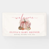 Roze pompoen op haar weg Meisje Baby shower Welkom Spandoek (Horizontaal)