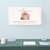 Roze pompoen op haar weg Meisje Baby shower Welkom Spandoek (Beurs)