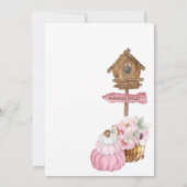 Roze Pompoen Patch Birdhouse Meisje Baby shower Kaart (Achterkant)