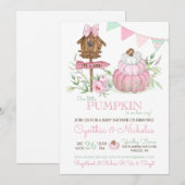 Roze Pompoen Patch Birdhouse Meisje Baby shower Kaart (Voorkant / Achterkant)