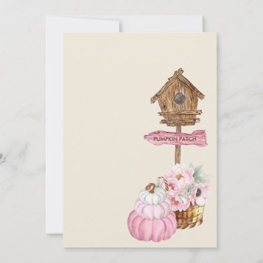 Roze Pompoen Patch Birdhouse Meisje Baby shower Kaart (Achterkant)