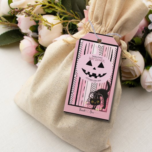Roze Pompoen "Peek a Boo" Baby shower Gift Label Cadeaulabel