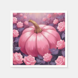 Roze Pompoen Roos Bloemige Halloween Thanksgiving Servet