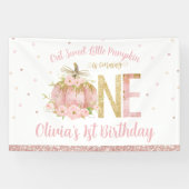 Roze Pompoen Roos Goud 1e Verjaardag Een Achtergro Spandoek (Horizontaal)