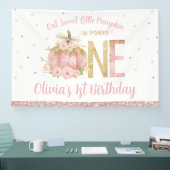 Roze Pompoen Roos Goud 1e Verjaardag Een Achtergro Spandoek (Beurs)