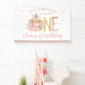 Roze Pompoen Roos Goud 1e Verjaardag Een Achtergro Spandoek (Insitu)