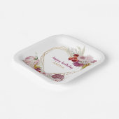 Roze pompoen rustieke bloemen gelukkige verjaardag papieren bordje (Gebogen)