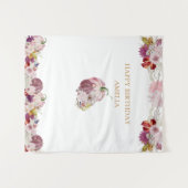 Roze Pompoen Rustieke Bloemen Meisjes Verjaardag Wandkleed (Voorkant (horizontaal))