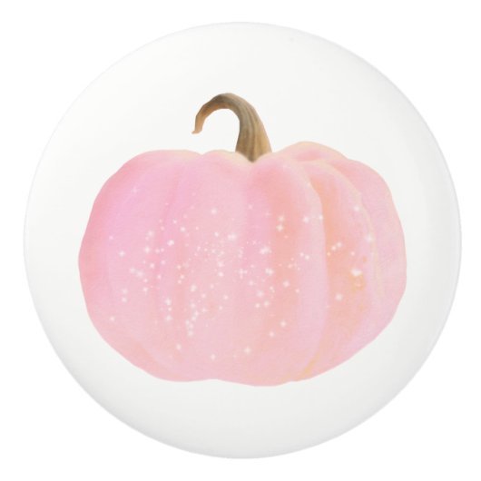 Roze Pompoen Sparkle Herfst Sprookje Keramische Knop (Voorkant)