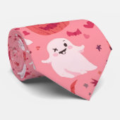 Roze pompoen Spookachtige verrassing Stropdas (Opgerold)
