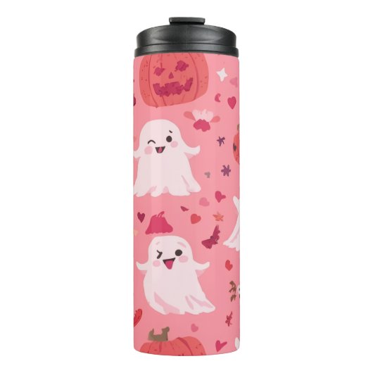 Roze pompoen Spookachtige verrassing Thermosbeker (Voorkant)