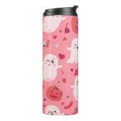 Roze pompoen Spookachtige verrassing Thermosbeker (Gedraaid links)