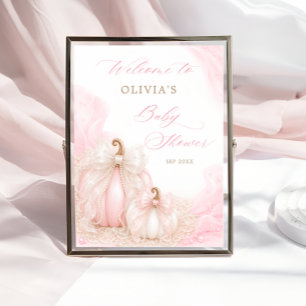 Roze Pompoen Strik Baby Shower Welkom Poster