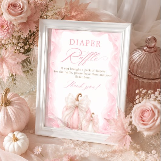 Roze Pompoen Strik Luier Raffle Tafelbord Poster