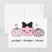 Roze Pompoen Thanksgiving Briefkaart (Voorkant / Achterkant)
