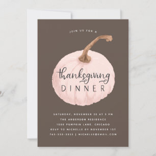 Roze pompoen Thanksgiving Dinner Party Kaart