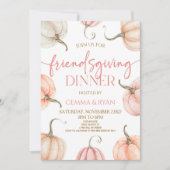 Roze Pompoen Thanksgiving Friendsgiving Diner Kaart (Voorkant)