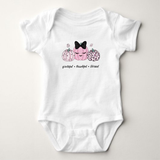Roze Pompoen Thanksgiving  Romper (Voorkant)